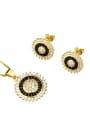 thumb Brass Dainty Round Cubic Zirconia Earring and Necklace Set 0