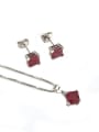 thumb Brass Square Cubic Zirconia Earring and Necklace Set 0