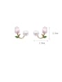 thumb Brass Imitation Pearl Enamel Flower Dainty Stud Earring 2
