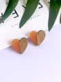 thumb Resin Heart Vintage wood color matching Stud Earring/Multi-Color Optional 1