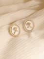 thumb Brass Imitation Pearl Geometric Minimalist Stud Earring 1