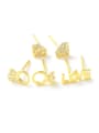thumb Brass Cubic Zirconia Letter Minimalist Stud Earring Set 0
