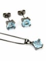 thumb Brass Square Cubic Zirconia Earring and Necklace Set 4