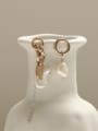 thumb Brass Freshwater Pearl Asymmetric Irregular Vintage Chandelier Earring 3