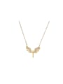thumb Brass Cubic Zirconia Wing Dainty Necklace 0
