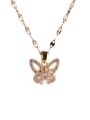 thumb Copper Cubic Zirconia Key Trend Butterfly  Flowers Pendant Necklace (Rotating Pendant) 4