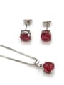 thumb Brass Cubic Zirconia Vintage Geometric  Earring and Necklace Set 0