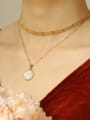 thumb Brass Shell Oval Vintage Pendant Necklace 2
