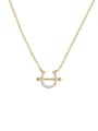 thumb Brass Cubic Zirconia Geometric Minimalist Trend Korean Fashion Necklace 0