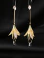 thumb Brass Cubic Zirconia Flower Tassel Luxury Cluster Earring 0