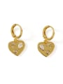 thumb Brass Cubic Zirconia Heart Vintage Huggie Earring 3