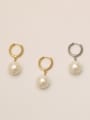 thumb Brass Imitation Pearl Geometric Vintage Huggie Trend Korean Fashion Earring 2