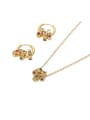 thumb Brass Cubic Zirconia Hip Hop Geometric Earring and Necklace Set 0