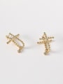 thumb Brass Bead Cross Minimalist Stud Trend Korean Fashion Earring 3