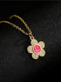thumb Brass Cubic Zirconia Enamel Smiley Trend Flower Pendant Necklace 3