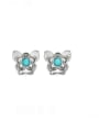 thumb Brass Turquoise Butterfly Vintage Stud Earring 2