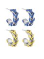 thumb Brass Geometric Minimalist Weave C Shape Stud Earring 0