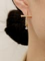 thumb Brass Bead Cross Minimalist Stud Trend Korean Fashion Earring 1