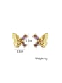 thumb Brass Cubic Zirconia Butterfly Dainty Stud Earring 3