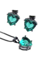 thumb Brass  Cubic Zirconia Heart  Earring and Necklace Set 3