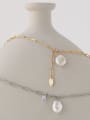 thumb Brass Freshwater Pearl Geometric Artisan Necklace 0