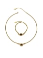 thumb Brass Tiger Eye  Hip Hop Geometric Earring and Necklace Set 0