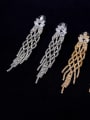 thumb Copper Cubic Zirconia Tassel Luxury Cluster Trend Korean Fashion Earring 2