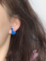thumb Alloy Enamel  Cute  Blue asymmetric cartoon cute little duck  Stud Earring 1