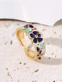 thumb Brass Enamel Flower Minimalist Band Ring 0