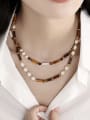 thumb Brass Natural Stone Geometric Vintage Beaded Necklace 2