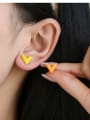 thumb Brass Enamel Heart Cute Stud Earring 1