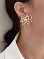 thumb Brass Imitation Pearl Flower Statement Stud Earring 1