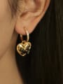 thumb Brass Cubic Zirconia Butterfly Heart Vintage Huggie Earring 1