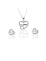 thumb Brass Rhinestone Dainty Heart  Earring and Necklace Set 0