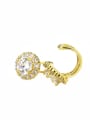 thumb Brass  Round Cubic Zirconia  Dainty Clip Earring 2