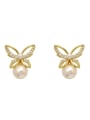 thumb Copper Imitation Pearl Butterfly Minimalist Stud Trend Korean Fashion Earring 3