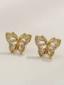 thumb Brass Imitation Pearl Butterfly Vintage Stud Trend Korean Fashion Earring 0
