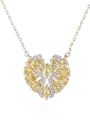 thumb Brass Cubic Zirconia Heart Statement Necklace 0