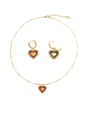 thumb Brass Enamel Minimalist Heart Earring and Necklace Set 0