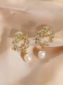 thumb Brass Cubic Zirconia Leaf Vintage Clip Earring 3