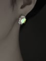 thumb Brass Opal Oval Vintage Stud Earring 2