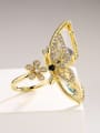 thumb Brass Cubic Zirconia Butterfly Hip Hop Band Ring 1