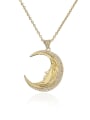 thumb Brass Cubic Zirconia  Vintage Moon Pendnat Necklace 0