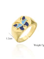 thumb Brass Enamel Butterfly Vintage Band Ring 3