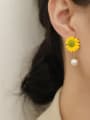 thumb Brass Imitation Pearl Enamel Flower Cute Drop Trend Korean Fashion Earring 1