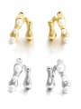 thumb Brass Imitation Pearl Geometric Minimalist Clip Earring 0