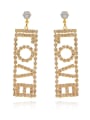 thumb Copper Cubic Zirconia Letter Minimalist Chandelier Trend Korean Fashion Earring 0