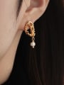thumb Brass Imitation Pearl Geometric Vintage Drop Earring 1