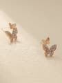 thumb Brass Cubic Zirconia Butterfly Cute Stud Trend Korean Fashion Earring 0