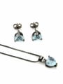 thumb Brass Heart Cubic Zirconia Earring and Necklace Set 2